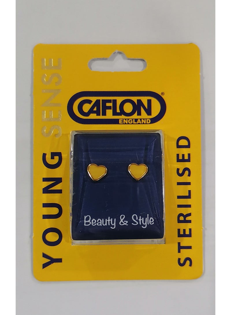 Sterilised Earrings for sensetive ears (Yellow heart with Gold frame)