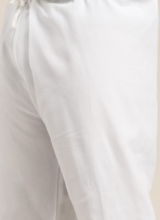 Sojanya White Embroidered Chikankari Kurta for Men - Image 3