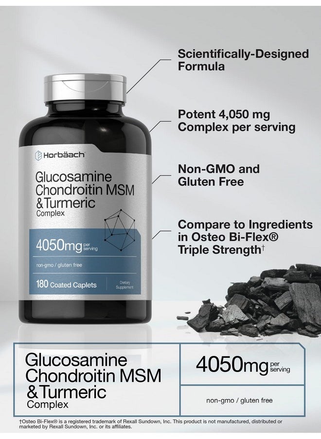 Horbaach Horbäach Glucosamine Chondroitin with Turmeric & MSM | 4050 mg | 180 Caplets | Triple Strength Formula | Non-GMO, Gluten Free  - Image 3