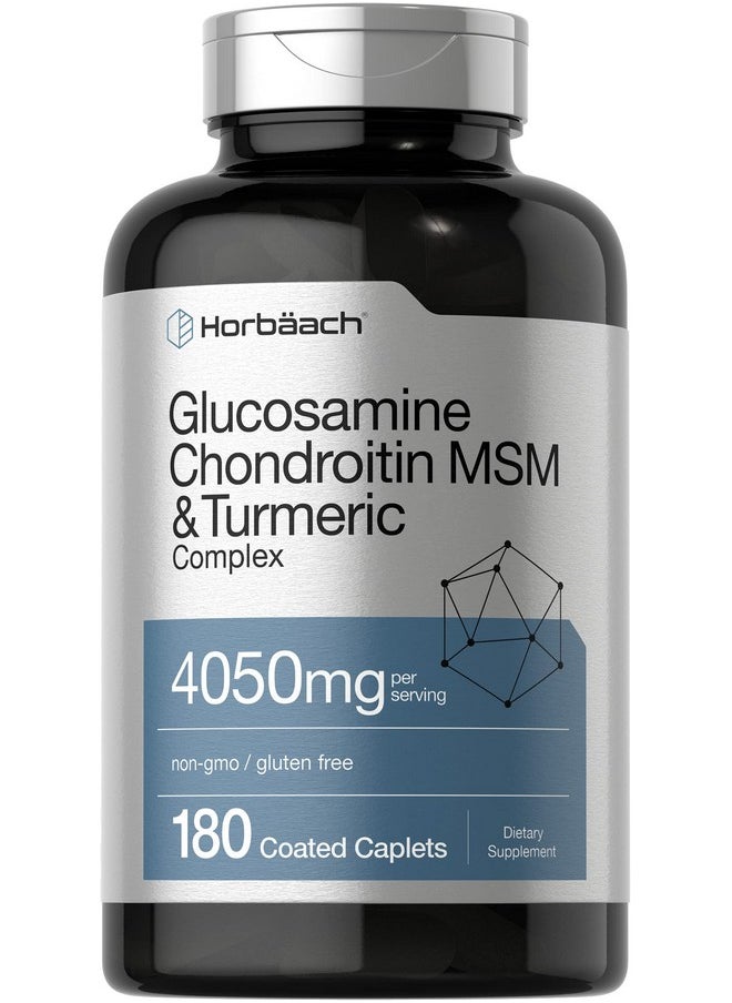 Horbaach Horbäach Glucosamine Chondroitin with Turmeric & MSM | 4050 mg | 180 Caplets | Triple Strength Formula | Non-GMO, Gluten Free  - Image 1