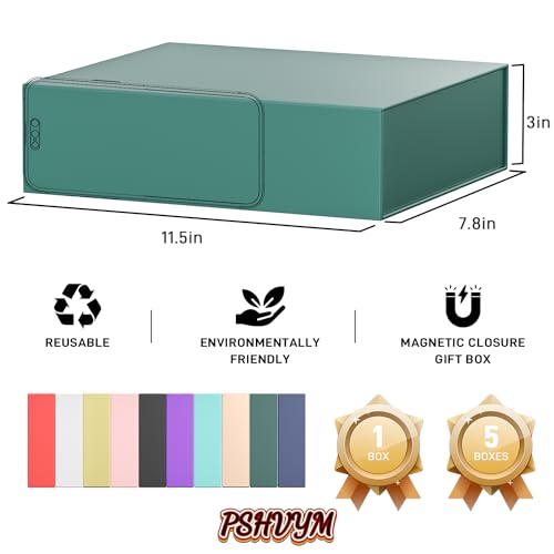 PSHVYM Gift Boxes with Lids, 11.5x7.8x3 In Forest Green Gift Box for Presents Magnetic Closure for T-Shirts, Gloves, Scarves, Books, Baby Clothes, Clothing Gift Wrap, Contains Card, Ribbon (5PACK) - Image 2
