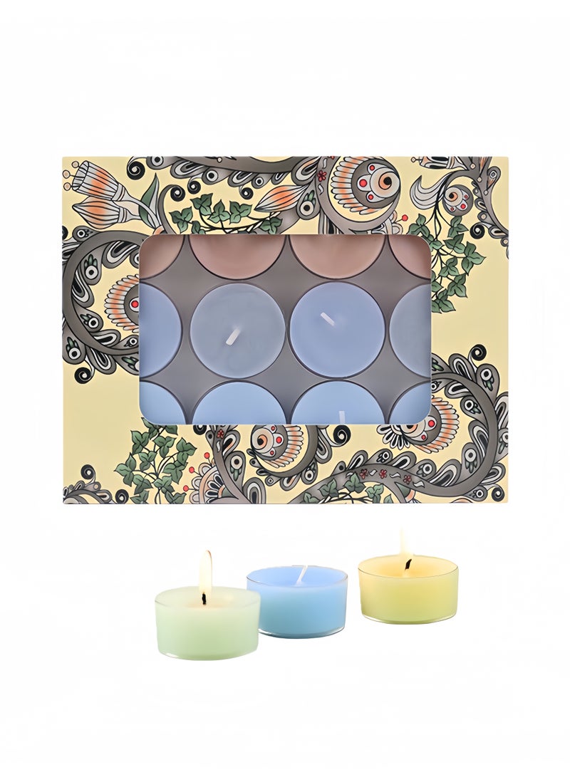 24 Pcs Colored Romantic Scented Tealight Candles Gift Set, Three Fragrances Ambience Decor, Creative Shaped Aromatherapy Candles Scented candles - Image 1