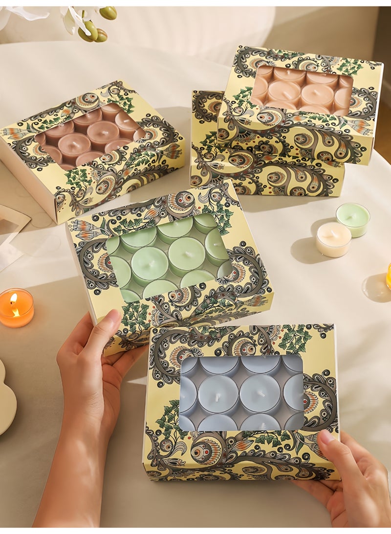 24 Pcs Colored Romantic Scented Tealight Candles Gift Set, Three Fragrances Ambience Decor, Creative Shaped Aromatherapy Candles Scented candles - Image 3
