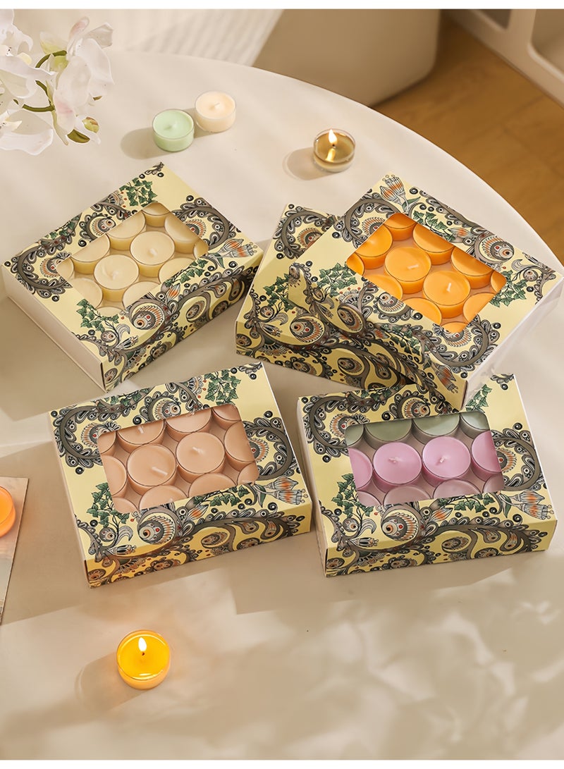 24 Pcs Colored Romantic Scented Tealight Candles Gift Set, Three Fragrances Ambience Decor, Creative Shaped Aromatherapy Candles Scented candles - Image 4