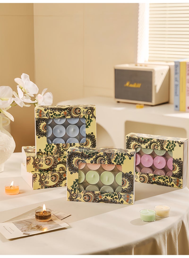 24 Pcs Colored Romantic Scented Tealight Candles Gift Set, Three Fragrances Ambience Decor, Creative Shaped Aromatherapy Candles Scented candles - Image 2