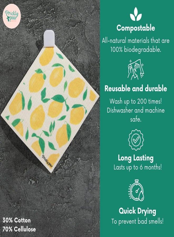 Prickly Pear Reusable Paper Towels Washable - 3 Pack Wash Cloths Kitchen with Hanging Clips | Thick and Super Absorbent Kitchen Cloths for Cleaning Counters | Non-Scratch, Biodegradable - Image 2