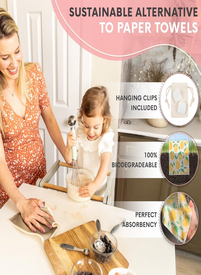 Prickly Pear Reusable Paper Towels Washable - 3 Pack Wash Cloths Kitchen with Hanging Clips | Thick and Super Absorbent Kitchen Cloths for Cleaning Counters | Non-Scratch, Biodegradable - Image 3