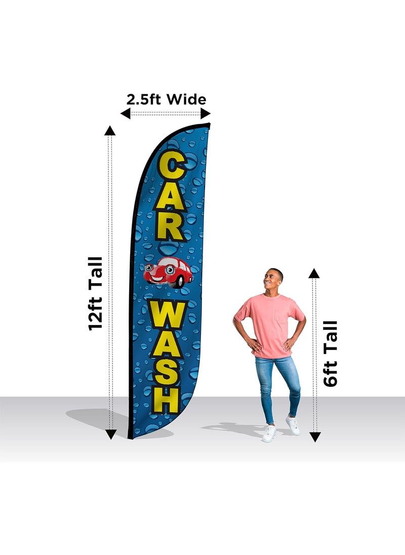 LookOurWay LookOurWay Feather Flag Banner  12 Feet Tall Advertising Flags for Outdoor Business and Events Promotion  Swooper Flag Only  Car Wash Flags  Car Wash Water Drops 10M1200109  - Image 3