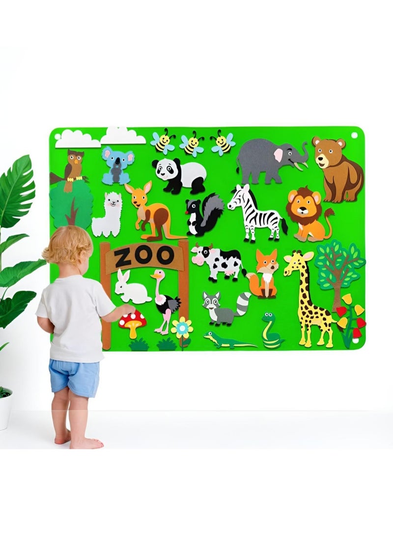 Felt Learning Board for Infants and Toddlers, Early Education Training Wall Decal, Educational Toy, DIY Zoo Set  - Image 4