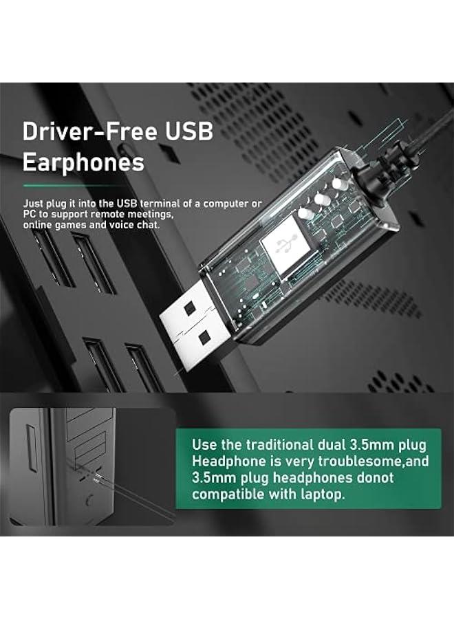 OKCSC U200 USB Headset with Mic for Computer,Noise Cancelling with Audio Controls for Laptop,Wired Cable 79Inch  Lightweight for PC,Home or Office Live,Call Center,Skype,VIOP,Online Meeting Black - Image 5