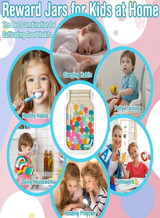 Herda [Upgrade]Herda Magnetic Reward Jars for Kids with 54Pcs Smiley Tokens & 420 Holographic Star Stickers for Kids,Behavior Chart for Classroom,Reward Chart for Kids,Potty Training Chore Reward System - Image 4