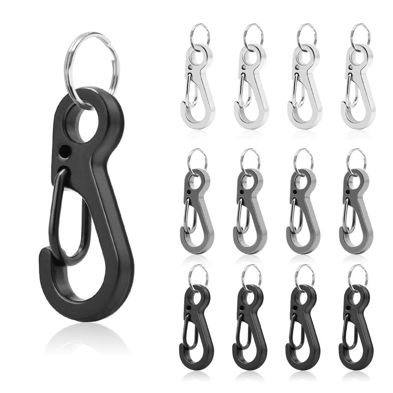 CooBigo CooBigo 12 Sets Small Carabiner Clip Metal Spring Snap Hooks 1 inch Mini Paracord Hanging Clips for Camera Strap Flashlight Key Chain25mm 3 Colors