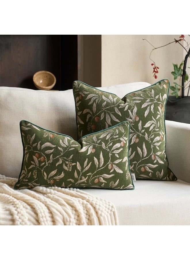 Alerfa Green Floral Throw Pillow Cover 12 x 20 Inch Rectange Luxury Decorative Lumbar Pillow Cover for Couch Living Room Bedroom - Image 3