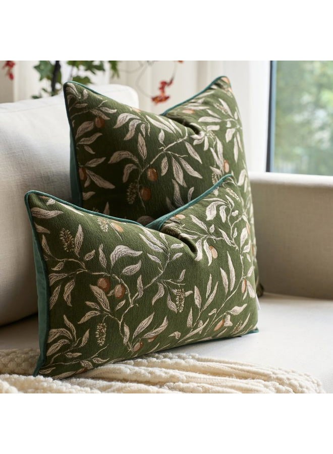 Alerfa Green Floral Throw Pillow Cover 12 x 20 Inch Rectange Luxury Decorative Lumbar Pillow Cover for Couch Living Room Bedroom - Image 4