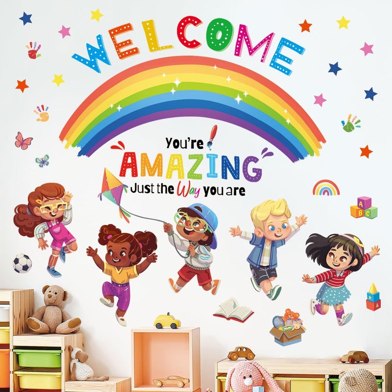 DECOWALL SG22403 Kids Play Corner and Quotes Wall Stickers Decals Reading Room ABC Dcor Classroom Playroom Library Nursery Peel and Stick Removable Baby Boys Girls Decorations School Inspirational - Image 1