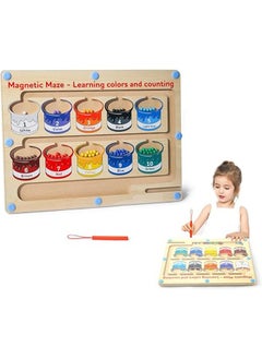 Montessori Toys, Magnetic Color and Number Maze Toys, Wooden Puzzle Activity Board, Toddler Fine Motor Skills Toy, Learning Toys for Boys Girls 3 4 5 Years Old