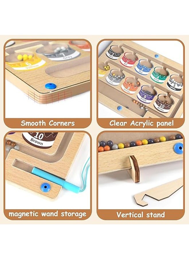 Arabest - Montessori Toys, Magnetic Color and Number Maze Toys, Wooden Puzzle Activity Board, Toddler Fine Motor Skills Toy, Learning Toys for Boys Girls 3 4 5 Years Old - Image 1