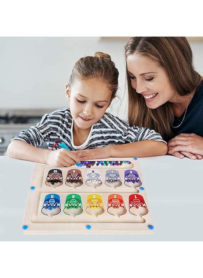 Arabest - Montessori Toys, Magnetic Color and Number Maze Toys, Wooden Puzzle Activity Board, Toddler Fine Motor Skills Toy, Learning Toys for Boys Girls 3 4 5 Years Old - Image 1