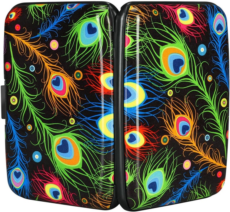 ELFISH Mini RFID Aluminum Wallet Credit Cards Holder Business Card Case Metal ID Case for Men Women (Feather) - Image 3