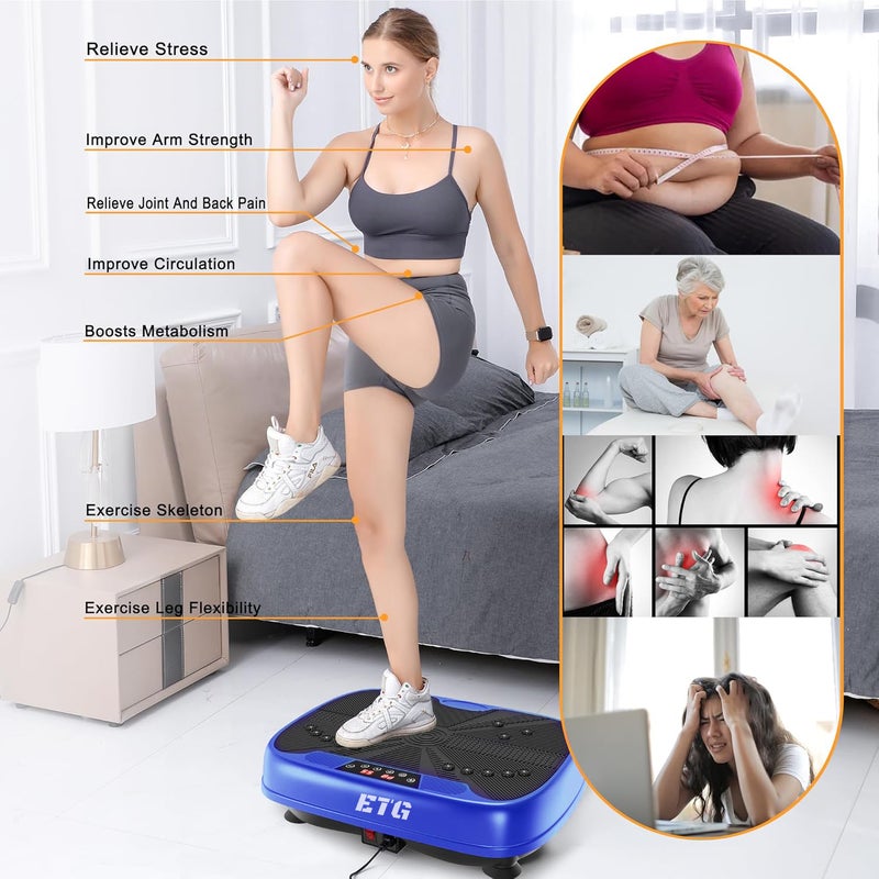 ETG Mini Vibration Plate Exercise Machine Whole Body Workout Vibrate Fitness Platform Lymphatic Drainage Machine for Weight Loss Shaping Toning Wellness Home Gyms Workout - Image 5