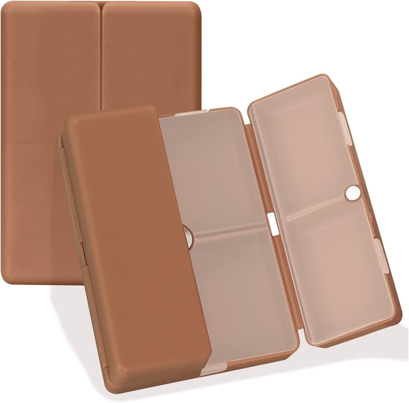 FYY Daily Pill Organizer, 7 Compartments Portable Travel Pill Case, [Folding Design] for Purse Pocket to Hold Vitamins,Cod Liver Oil,Supplements and Medication-Brown - Image 1
