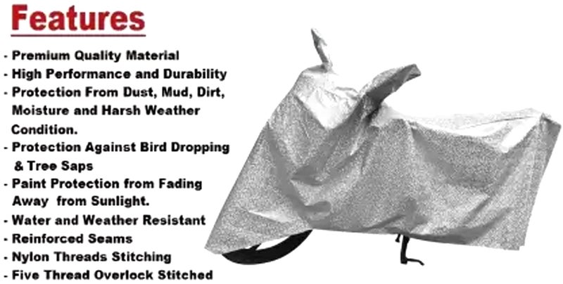 Aksmit Akmsit Waterproof Bike/Scooty Cover Magic Silver Universal Fit Dust and UV Protection | Double Stitched | Mirror Pockets (Silver) Pack of-1 - Image 4