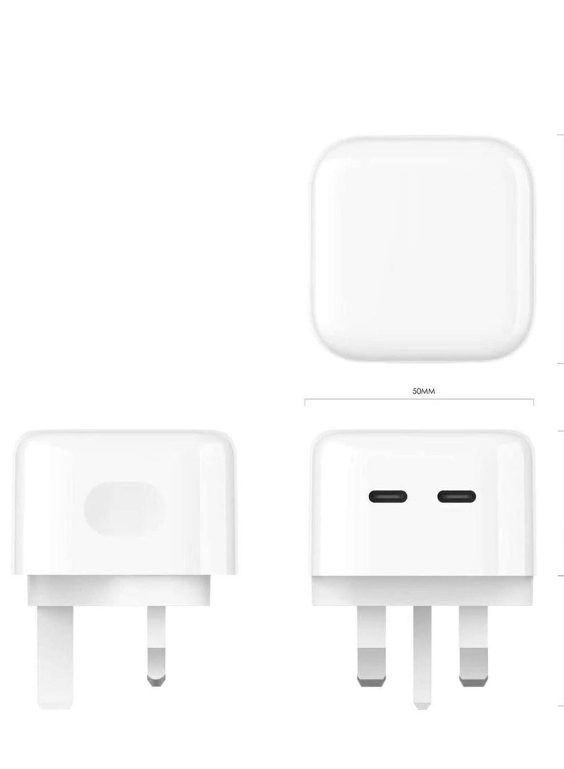 Original 35W USB-C Power Adapter For iPhone 14 13 12 11 Pro Max 14 Plus XS XR XS Max iPad Pro Macbook Dual Type C Port PD Fast Charging UK Plug Wall Charger - Image 5