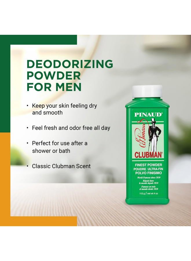 Clubman Pinaud Finest Powder, White, Skin Soothing, 4 oz - Image 3