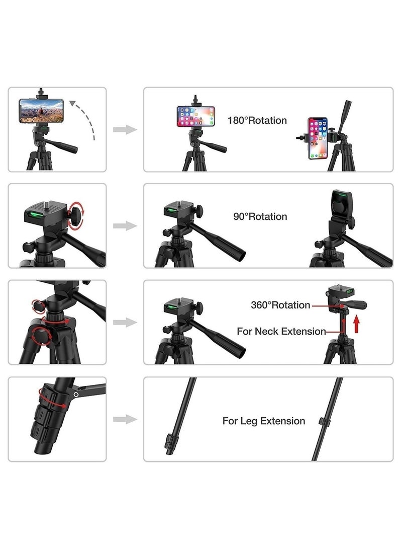 BEILINGDUN 51" Phone Tripod, Tripod for iPhone & Selfie Stick with Remote, Extendable Cell Phone Stand & Camera Tripod, for iPhone/Android/Camera/Projector/DSLR/SLR - Image 2