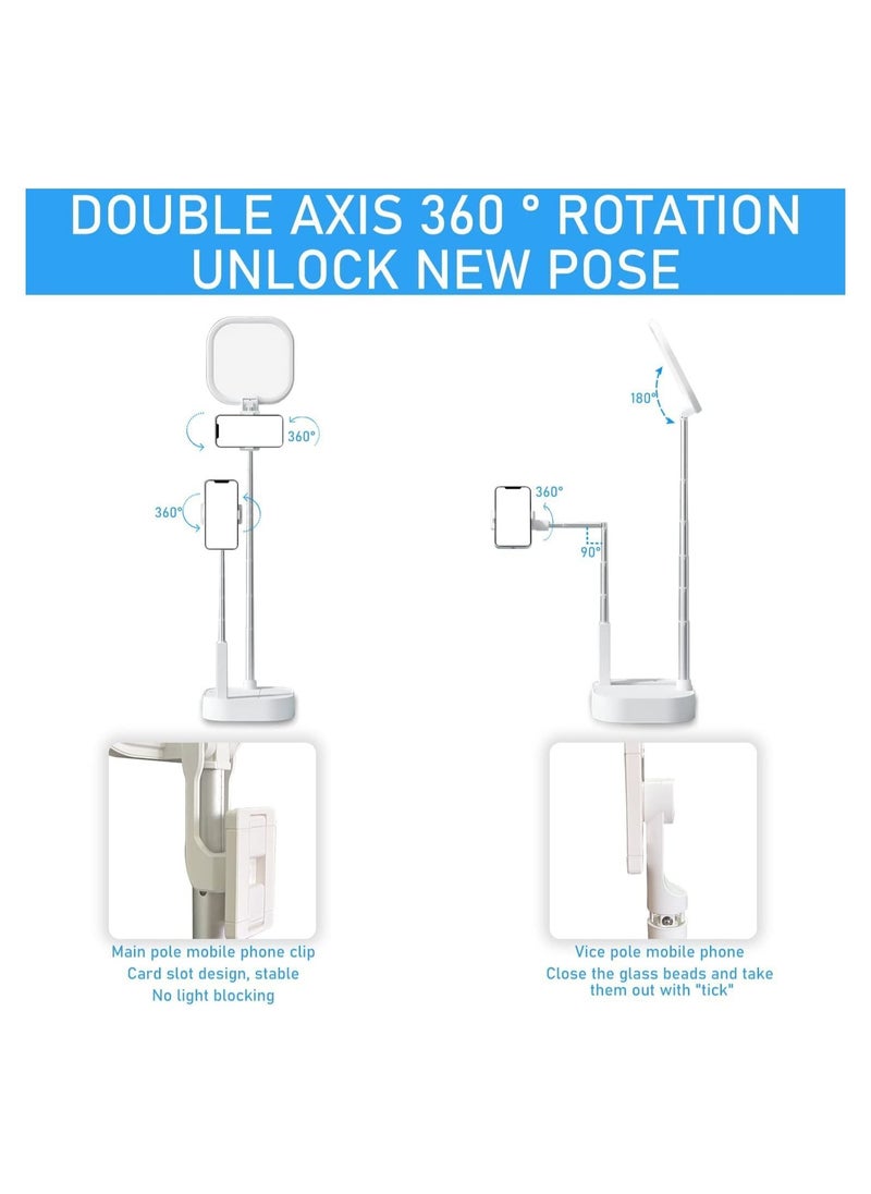 BELLSBERRY - Extendable Selfie Stand, 360° Rotation Height & Angle Adjustable Phone Holder with Two Phone Holders - Image 1