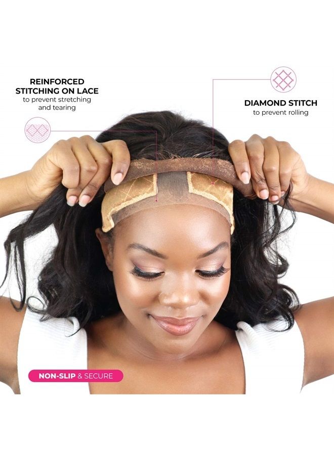 MILANO COLLECTION شريط تثبيت شعر مستعار من الدانتيل الأصلي من المخمل لربطة الرأس الأمامية | دانتيل سويسري مقوى من HAIRLINE and PART لانتقال سلس، لون بيج، مقاس واحد - Image 5