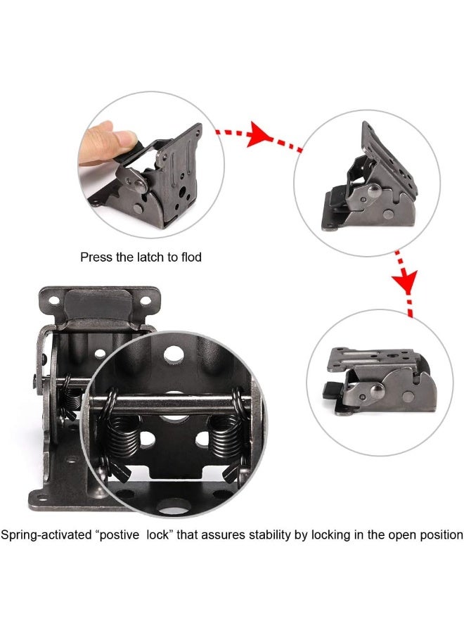Skelang Foldable Bracket, Self-Lock Hinge Hardware with Screws Lock Extension Support for Table Leg, Bed Leg, Workbench, Pack of 4 - Image 5