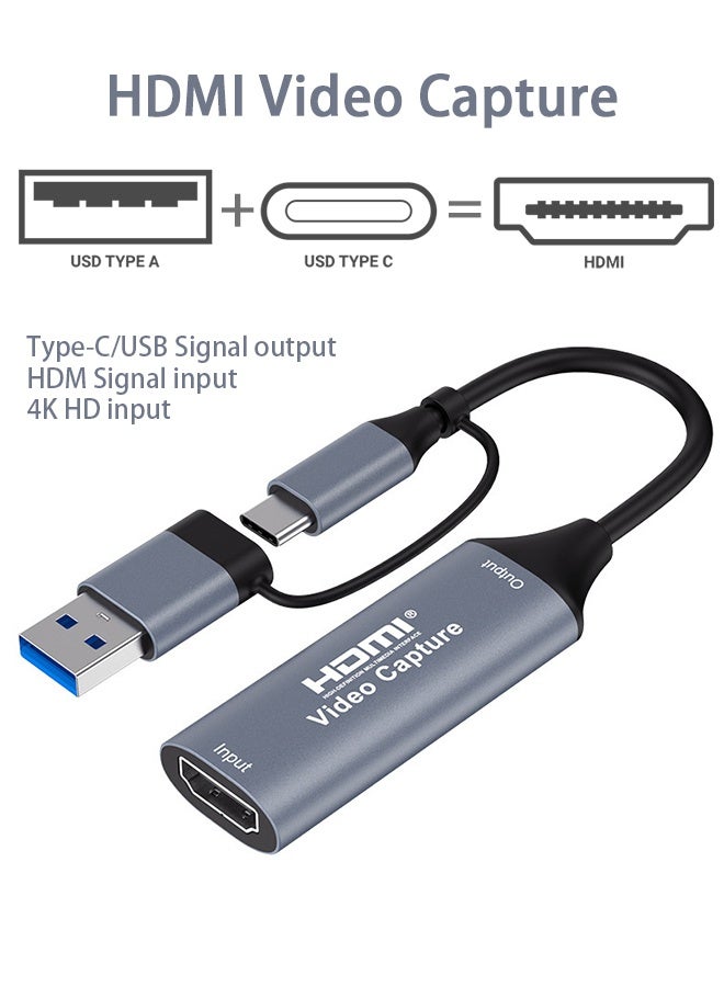Wffo HDMI Video Capture Card - Supports 4K Input - Equipped with Dual USB-A and Type-C Ports - Compatible with PS5/XBOX, Suitable for Live Streaming, Gaming, Cameras, and Laptops - Image 1