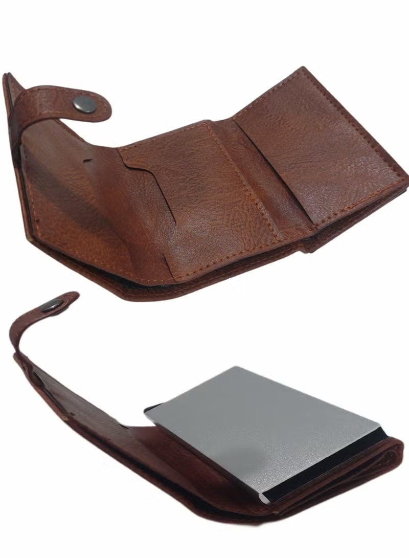 Horse RFID protection leather wallet with metallic card holder - Image 3