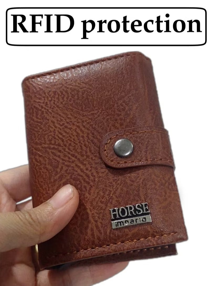 Horse RFID protection leather wallet with metallic card holder - Image 4