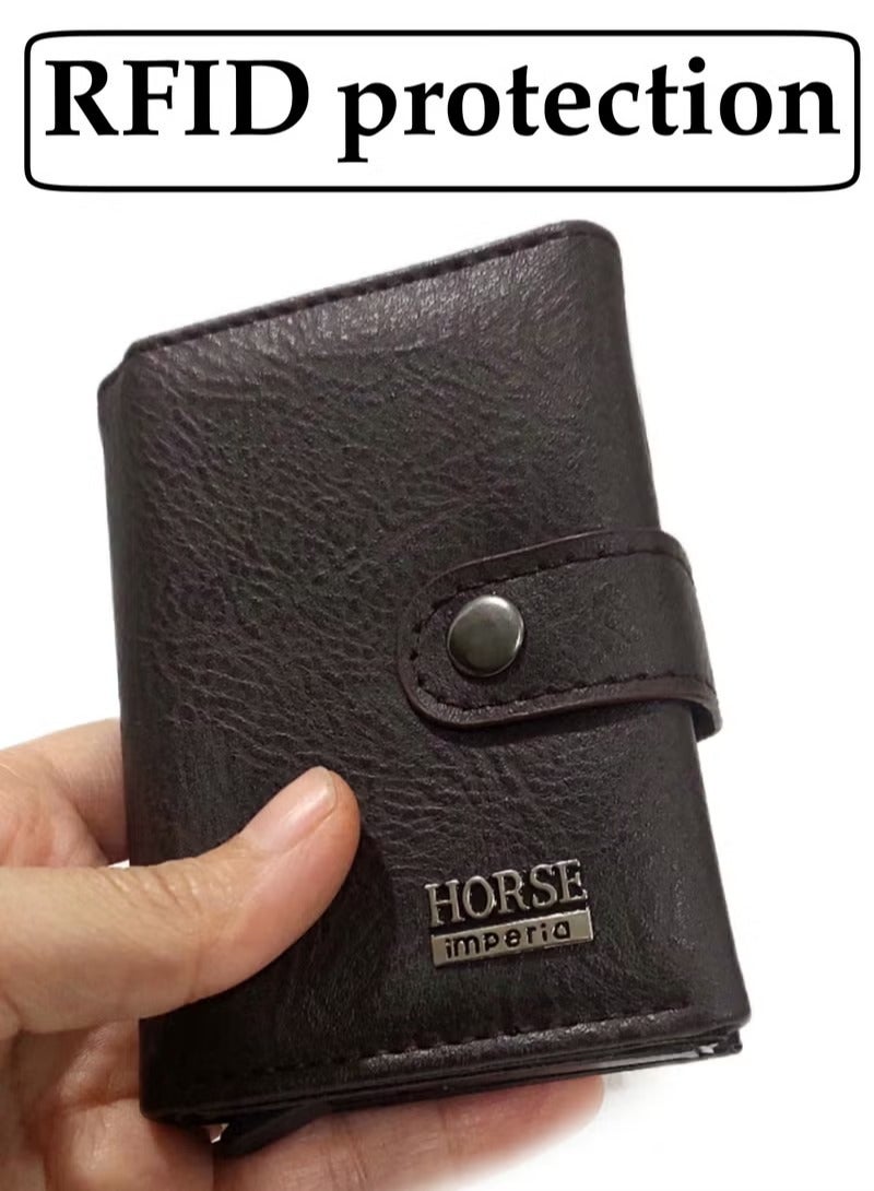 Horse RFID protection leather wallet with metallic card holder - Image 2