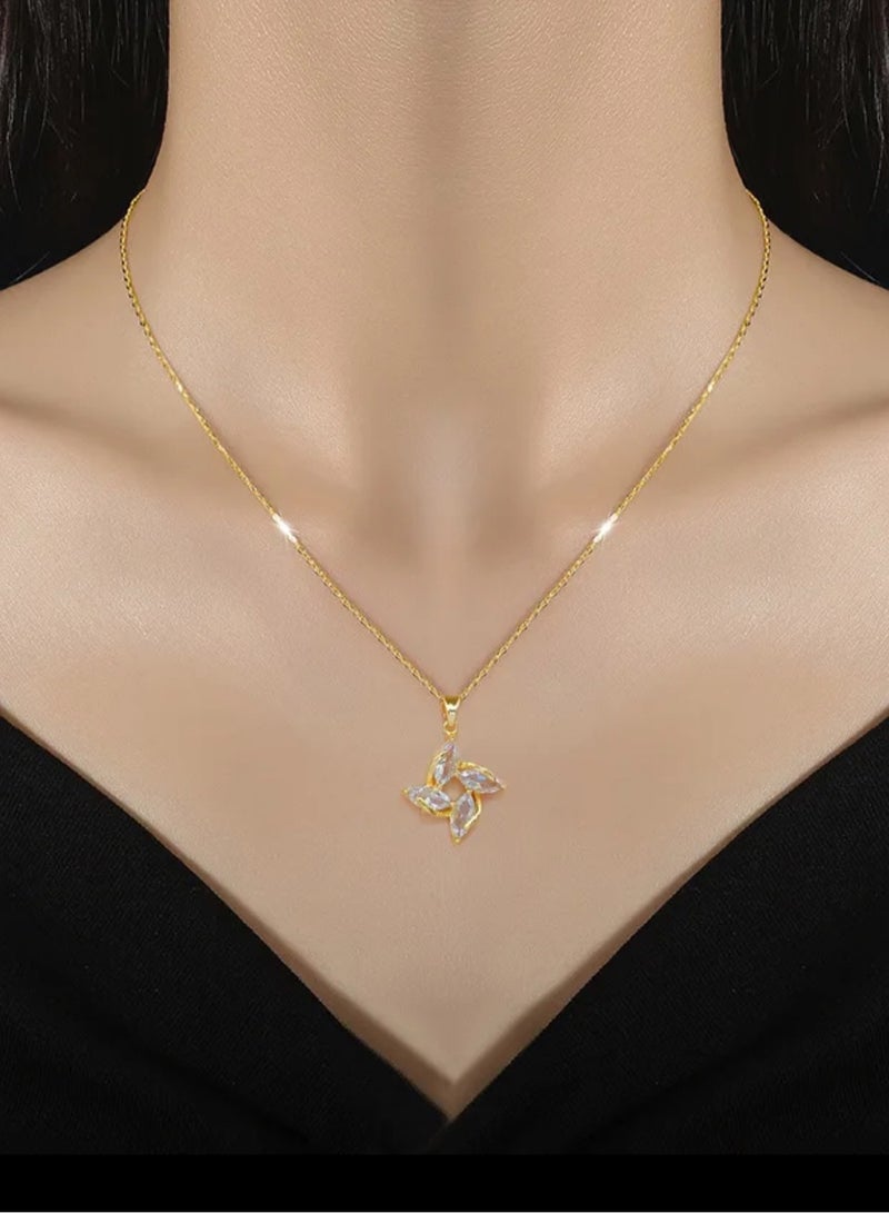 إيكوال سلسال نسائي أنيق من الاستانلس ستيل مطلي باللون الذهبي - Image 2