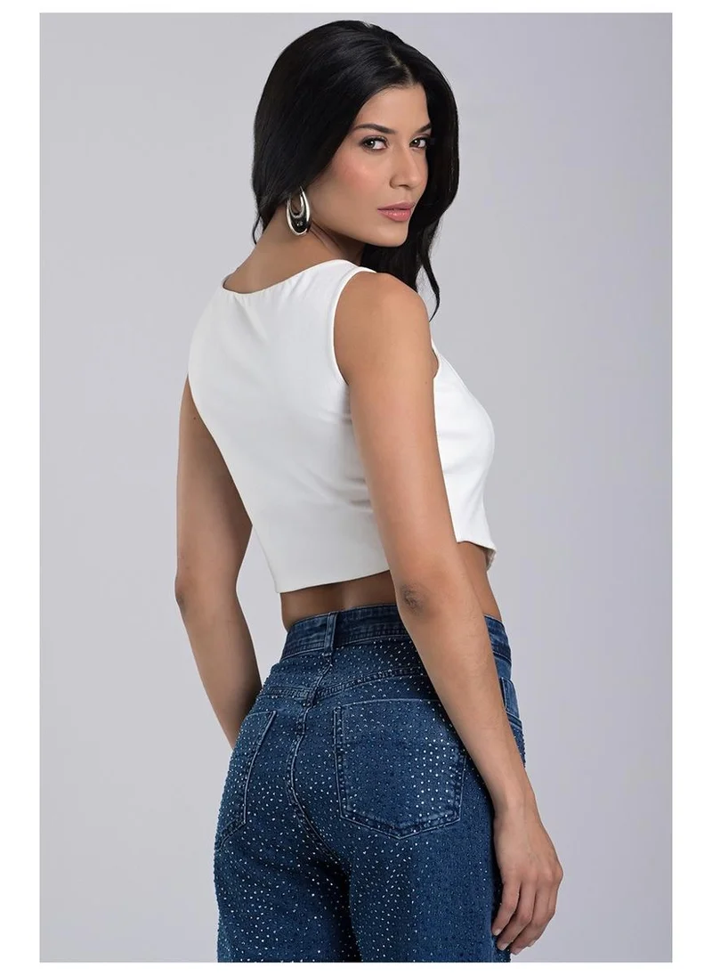 Carmen Steffens Off-white Knit Corset Top
