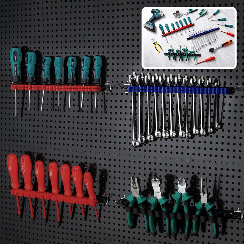 Reniteco 2 Pack Wall-Mounted Screwdriver Organizers with Screws - Heavy-Duty ABS Plastic Tool Holder for Screwdrivers, Wrenches, Piers - Garage Workshop Storage (Red,2 PCS) - Image 5