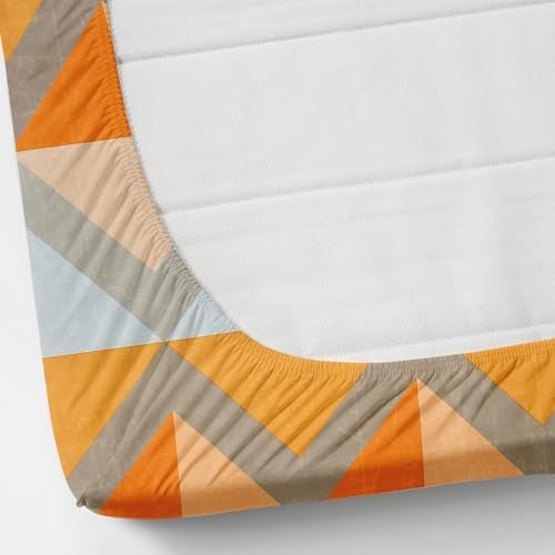 AMEYAA 350 TC Cotton Feel Glace Cotton All Around Elastic Fitted Geometric Bedsheets King Size | Premium Super Soft Fitted Bedsheet King Size for Double Bed | Fits Up to 8 to 10 Inches, 78 x 72 Yellow - Image 2