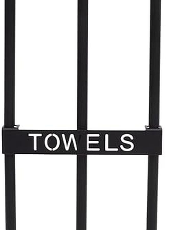 Metal Wall Mounted Towel Rack 20x15x71cm Black Bathroom Storage Shelf - Image 1