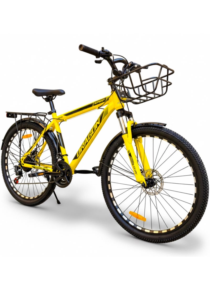 Dragon 26-Inch Multi-Purpose Bicycle with Front Basket & 21-Speed Gears - Image 1