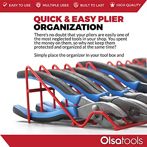 Olsa Tools Plier Organizer Rack - 2pc Set for Tool Box Drawer Storage - Holds 32 Pliers - Red Holder for Pliers Organization - Professional Grade - Part: 100050 - Image 4