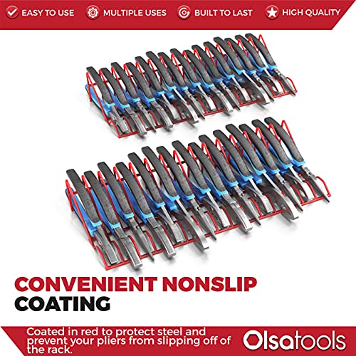 Olsa Tools Plier Organizer Rack - 2pc Set for Tool Box Drawer Storage - Holds 32 Pliers - Red Holder for Pliers Organization - Professional Grade - Part: 100050 - Image 3
