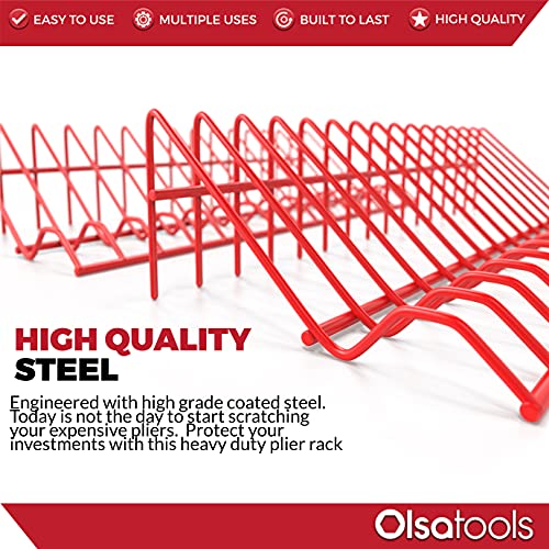 Olsa Tools Plier Organizer Rack - 2pc Set for Tool Box Drawer Storage - Holds 32 Pliers - Red Holder for Pliers Organization - Professional Grade - Part: 100050 - Image 2