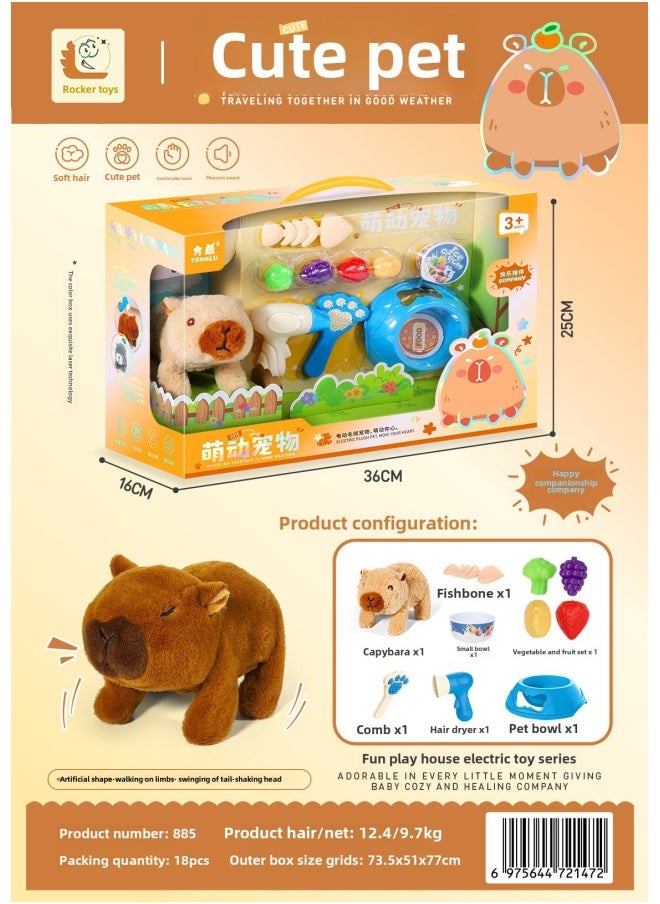 Rokomeng Electric Pet Stroller Cat Dog Rabbit Simulation Walking Pretend Play Children's Toy Plastic Handheld Gift Box-Color:Home Of 885 Cute Pet (Kappi Bala)  - Image 1
