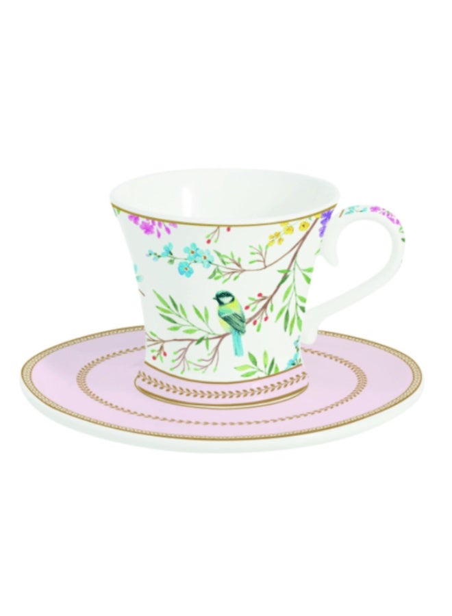Easy Life Birds Melody Coffee Cup and Saucer Multicolor 80ml - Image 1