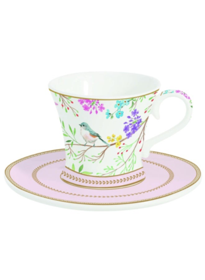 Easy Life Birds Melody Coffee Cup and Saucer Multicolor 80ml - Image 2