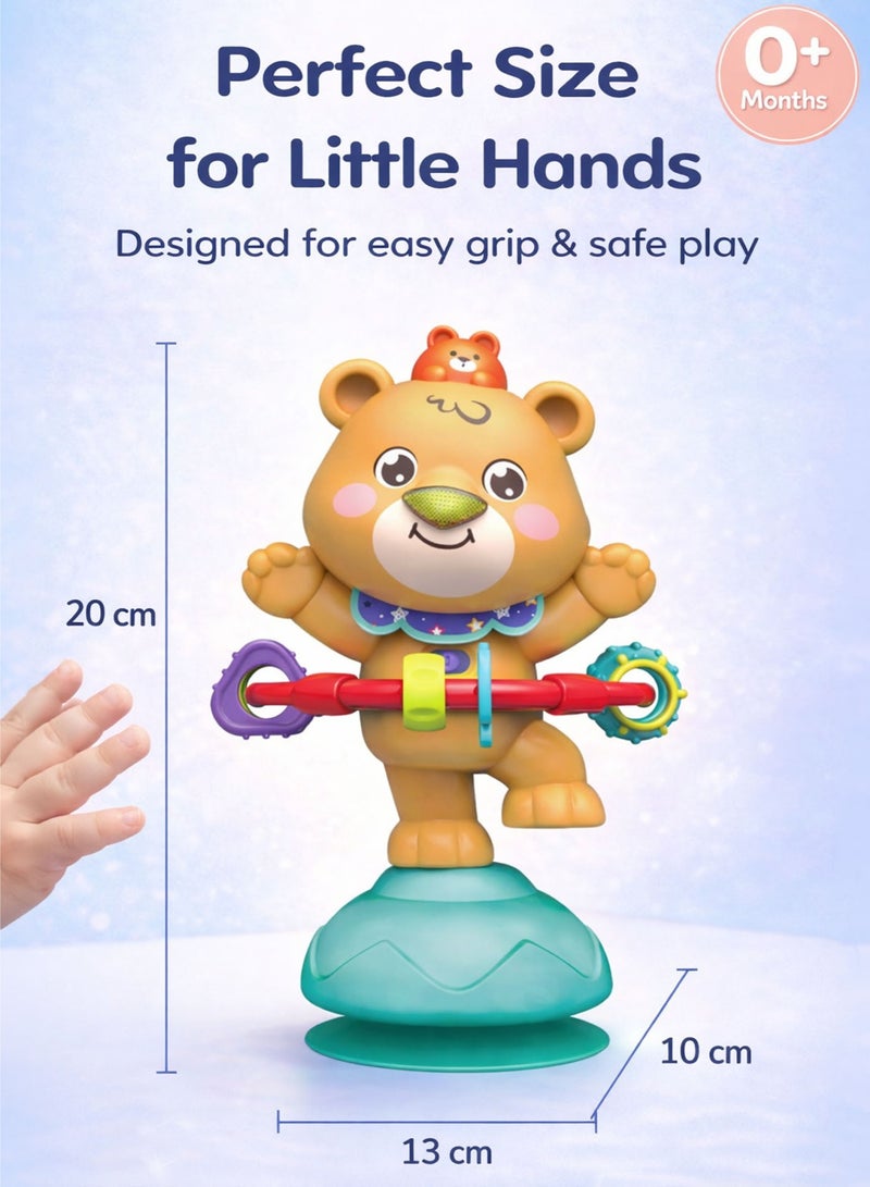 Oobidoo Baby Rotating Musical Toy Bear with Strong Suction Base Interactive Spinner Toy for Infants Toddlers 0 Months Plus Light and Sound Activity Toy 360 Degree Spinning Sensory Development Learning Toy Fine Motor Skills Teething Play Toy for High Chair Table BPA Free Safe Material - Image 5