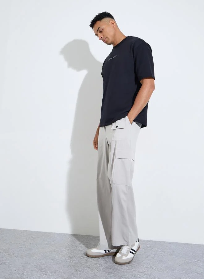 Take Two Men Plain Cargo Pocket Pants with Drawstring